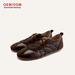 OEM Custom Sheep <strong>Suede</strong> + Vegetable-Tanned Calfskin Upper French Retro <strong>Ballet</strong> <strong>Flats</strong> Women's Slip-on Soft Lightweight Casual Shoes - Product Image 1