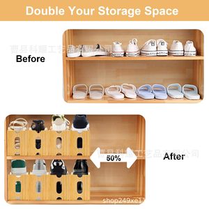 Bamboo <b>Shoe</b> Stacker Wooden Stackable <b>Shoe</b> <b>Rack</b> Solid Wood <b>Shoe</b> Organizer For Living Room - Product Image 2