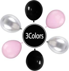 Ballons roses <span class=keywords><strong>et</strong></span> noirs de 12 pouces, ballons en latex argenté métallisé pour anniversaires, baby showers, Pâques, fêtes de remise de diplômes, décoration - Product Image 2