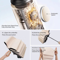 Paraguas con Protección UV, Automático, con Revestimiento Negro, Plegable, Resistente al Viento e Impermeable, para Damas, Regalos, Venta al Por Mayor, Fábrica China