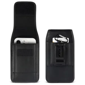 Vertical universal holster for iphone samsung leather waist cell mobile phone belt holster bag with belt clip for men