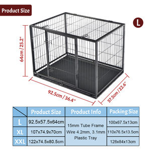 Cage pour chien XXL en métal à motif solide avec plateau en plastique Grande cage pour chien - Product Image 2