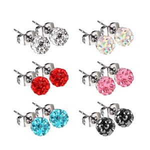 Stainless Steel Jewelry 18K Gold Plated 12 Pair Multi Color Pave <b>Stud</b> <b>Earrings</b> Set Sparkling <b>Crystal</b> Ball <b>Earrings</b> for Women - Product Image 2