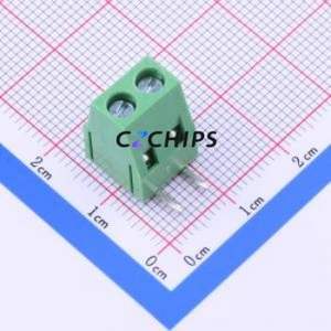WJ128R-5.0-2P <b>Screw</b> Terminal <b>Block</b> Bent Lead Through Hole,P=5mm Connector ( Construction: 1x2P )( Pitch: 5mm )( Color: Green ) - Product Image 1
