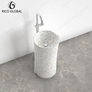 Lavabo Moderno de Pedestal Personalizable, Cuadrado/Redondo, de Terrazo, Porcelana, Mármol, Independiente, Ovalado, para Baños de Hoteles - Product Image 4