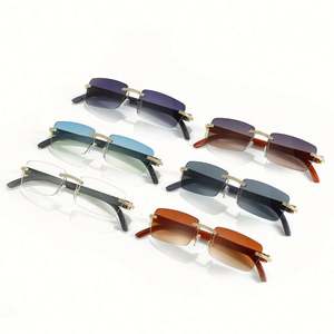 Gafas de Sol Rectangulares con Marco Pequeño, Retro, para Hombre y Mujer, Protección UV400, Montura Cuadrada con Diamantes, Sin Marco, Moda 2022 - Product Image 3