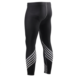 Black Knitted Compression Leggings Elastic Waist Quick Dry Breathable Stretch <b>Tights</b> for Yoga Training Running - Product Image 1