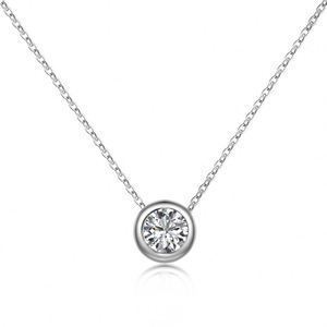 Collar con Colgante de Circonita Cúbica 5A, Diseño Simple Dylam, Regalo para el Día de San Valentín 2024, Plata S925 con Baño de Rodio - Product Image 1