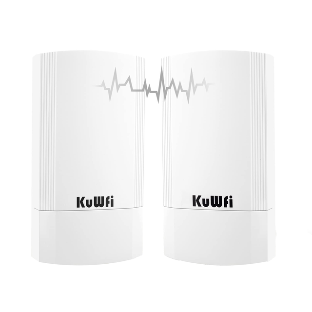 KuWFi CPE200 5.8G 802.11ac Single-Band Outdoor WiFi Bridge 900Mbps Wireless Ethernet IP65 Waterproof Kit 2KM/1.24 Miles P2P