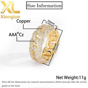 Bague de luxe personnalisée pour homme, style hip-hop, avec pavé de zircons, plaqué rhodium/or - Product Image 2