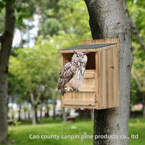 Casetta per Gufi in Legno Ecologica per Tutte le Stagioni, Gabbia per Uccelli da Esterno con Gufo Cinguettante - Product Image 3