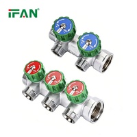 IFAN Vente Chaude Collecteur PEX en Laiton 3/4-1 Pouce, 2 à 6 Voies, pour le Contrôle du Débit d'Eau, pour Tuyaux PEX