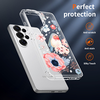 Coque de protection pour téléphone portable Samsung S26 Ultra 25 24 en TPU PC avec impression florale colorée et clé argentée électroplaquée