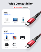 Cable de Carga Rápida USB C SUNGUY de Alta Velocidad, 10W, con Trenzado de Nailon, Cable de Datos USB para Teléfono, Laptop y Automóvil