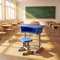 Meubles scolaires, ensemble bureau et chaise pour étudiants, pour salle de classe, bureau d'étude réglable en hauteur, ensemble de bureau en métal