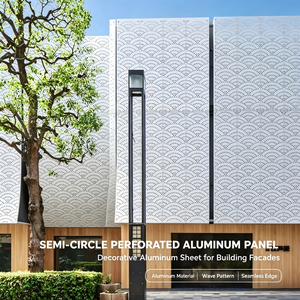Panel de Pared Cortina de Aluminio Perforado con Patrón Semicircular, Revestimiento Decorativo para Fachadas de Edificios - Product Image 1