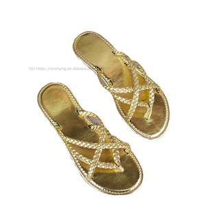 Factory Wholesale Women's Set <b>Toe</b> Flat Slippers Summer Woven Solid Color Fashion Comfortable Women - Product Image 5