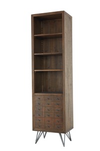 MRS <strong>WOODS</strong> Hot Selling Vintage Style Metal and <strong>Solid</strong> <strong>Wood</strong> <strong>Bookcase</strong> With Iron Base for Living Room - Product Image 4