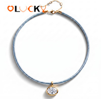 Collier ras-de-cou tressé en or plaqué 18 carats avec zircon cubique ovale style bohème LUCKYJIU pour femme