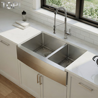 Wastafel Dapur Tophome Farmhouse 304 Stainless Steel Apron Front Buatan Tangan Single Bowl Finishing Brushed Bersertifikasi CUPC Garansi 5 Tahun