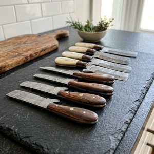 Couteau de survie à lame fixe Drop Point en acier Damas forgé, manche en bois Pakka bleu, pour camping et chasse - Garantie 3 ans - Product Image 5
