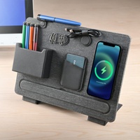 Organizer Meja Pengisian Daya Nirkabel Magnetik Kustom 15W Pengisian Cepat, Dudukan Penyimpanan Kulit untuk Ponsel Tablet, OEM Lipat untuk Kantor