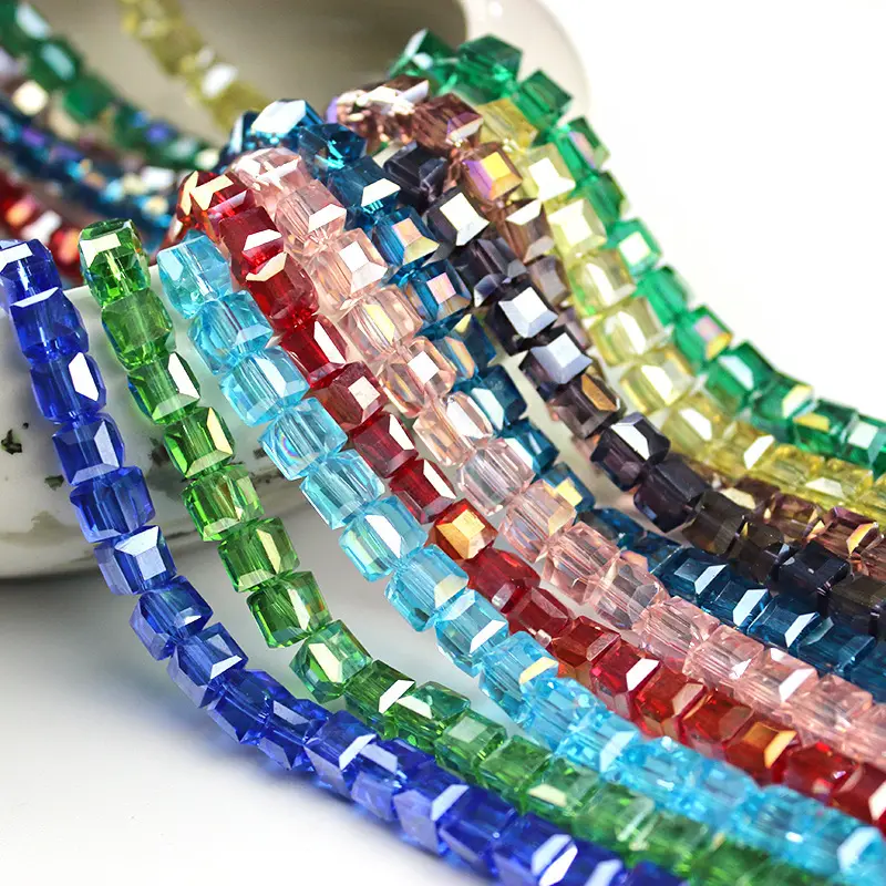 Perles de cristal carrées en verre pour la fabrication de bijoux, accessoires de bijoux faits à la main, 4, 6, 8MM, offre spéciale, 2022