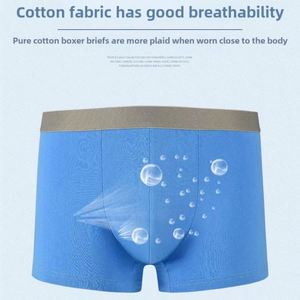 Men's 100% Cotton <b>Boxer</b> Briefs Large Size Mid-Rise Breathable Sweat-Wicking Shorts <b>Custom</b> Logo on Waist Sexy Loose Fit Wholesale - Product Image 3