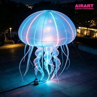 Décoration géante gonflable en forme de méduse avec éclairage LED, méduse gonflable lumineuse suspendue pour décoration de plafond sur le thème de l'océan pour mariage