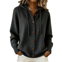 2026 Jaket Sweater Cardigan Rajut Berkerah Kancing Baru Musim Gugur Musim Dingin Warna Solid Kasual Wanita