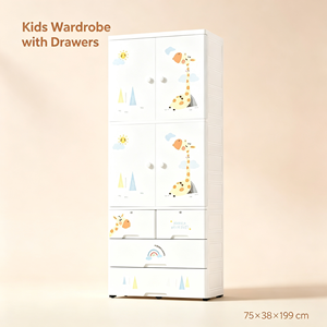 <span class=keywords><strong>Armoire</strong></span> en plastique pour enfants avec barre de suspension et plusieurs tiroirs pour ranger les vêtements de bébé - Product Image 4