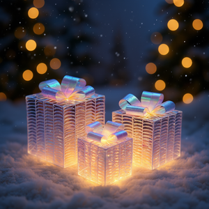 Boîtes cadeaux de Noël avec nœuds lumineux, éclairage décoratif LED, alimentées par piles, lot de 3, décoration festive pour les fêtes - Product Image 2