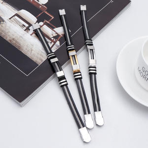 Moda Charm takı Punk siyah silikon manşet bilezikler Vintage paslanmaz çelik kauçuk bilezik erkekler için Pulsera Hombre - Product Image 2