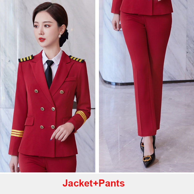 Dark Red air hostess uniform stewardess suit