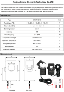 Chia lõi hiện tại biến áp QNCTK3-16 AC 10A 20A 30A 50A 100A đầu ra <span class=keywords><strong>DC</strong></span> 3.3V 5V mở loại hiện tại cảm biến đầu dò kẹp CT - Product Image 2