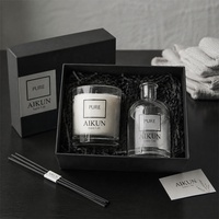 Set de Aromaterapia AIKUN con Difusor de Varillas y Vela en Envase de Vidrio, Aroma a Almizcle Blanco, para Hoteles, Spas y Regalos