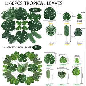 Feuilles de palmier artificielles, 7/13 sortes, feuille tropicale dorée avec tiges, décorations de feuilles de <span class=keywords><strong>Jungle</strong></span> - Product Image 6
