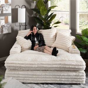 Sofa Chaise Double Ukuran Besar Mewah Modern, Kursi Sofa Kain <span class=keywords><strong>Corduroy</strong></span> Lembut untuk Ruang Tamu, Sofa Kompresi - Product Image 5