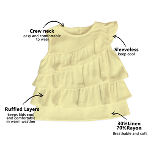 Ropa de Verano Transpirable y Suave para Bebés Niñas, <span class=keywords><strong>Camiseta</strong></span> con Volantes en Capas, Sin Mangas, <span class=keywords><strong>Cuello</strong></span> Redondo - Product Image 2