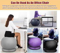 Ballon de fitness et de yoga, chaise de massage, éco-responsable, durable, en PVC souple, diamètre 60 cm, base gonflable de stabilité, bandes de résistance