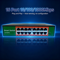 Switch de Red Gigabit al por Mayor, 16 Puertos, OEM/ODM, 10/100/1000Mbps, Switch Ethernet de 48V con Puertos RJ45 para Cámaras CCTV