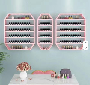 Modern Metal <b>Nail</b> Salon <b>Wall</b> Mounted Iron <b>Nail</b> Polish Storage Rack Gold Display - Product Image 6