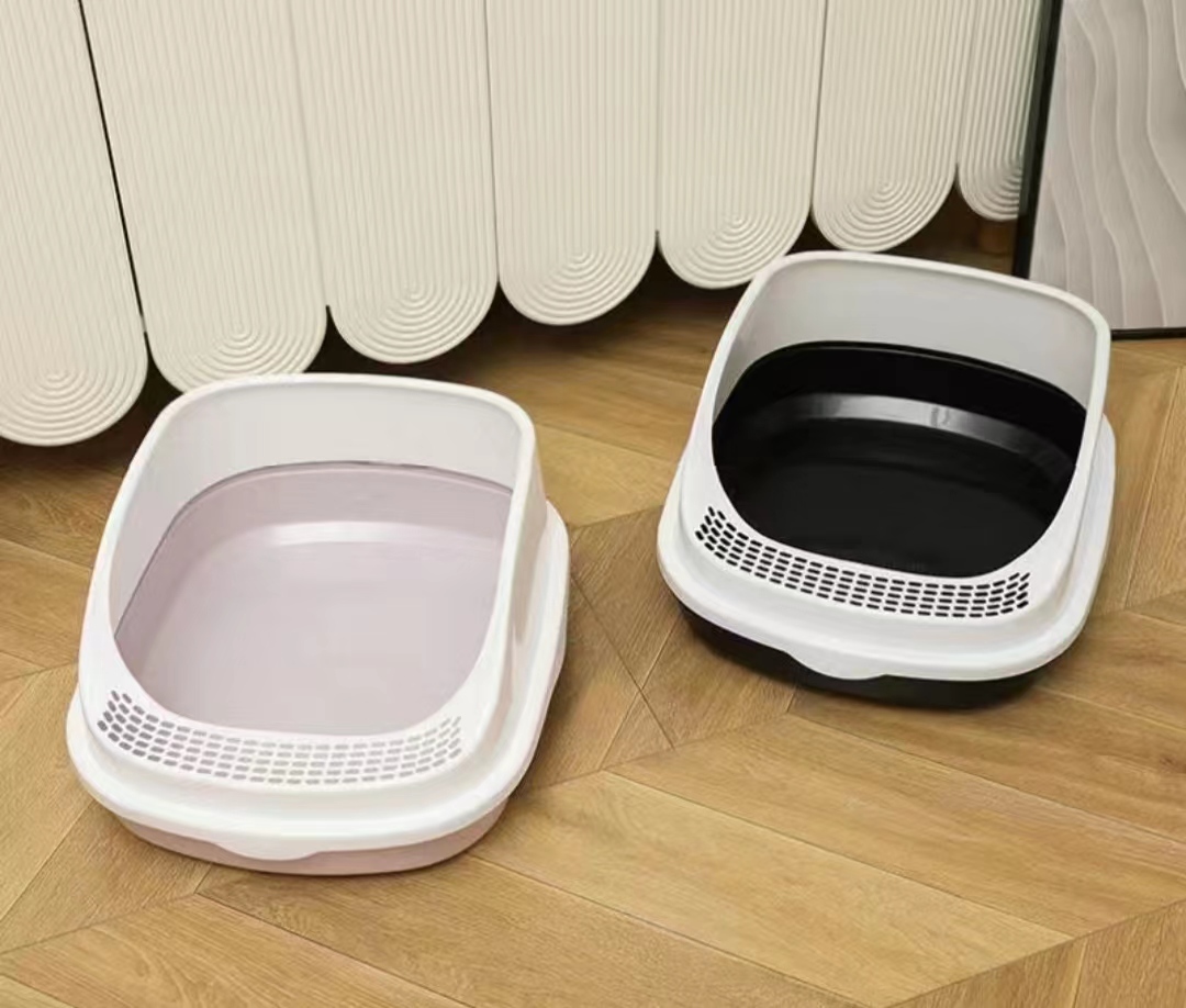 Amazon Hot Selling Multi Color Semi-Enclosed Detachable High Fence Spatter Proof Cat Litter Box For Pet Cat