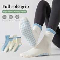 Chaussettes de sport antidérapantes sans couture avec logo personnalisé, chaussettes de yoga en coton pour femmes, Pilates, Barre, Fitness, OEM