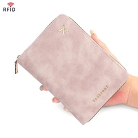 Dompet Passport Cover Resleting Grosir Multi Warna Bahan Kulit PU dengan Slot Kartu SIM dan Kartu Memori untuk Perjalanan