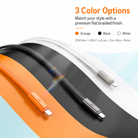 Cable de Carga Plano de Nailon Trenzado de 1M con USB-C a 8 Pines y 30W, Cable de Sincronización de Datos de Aleación de Zinc para iPhone y iPad