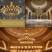 Experts en luminaires islamiques, lampe musulmane personnalisée, grande lampe de prière dorée, lustre LED pour mosquée, luminaire suspendu