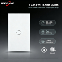 Interrupteur tactile intelligent WiFi Hooanke 1 Gang Tuya, certifié ETL, compatible Alexa Smart Life, compatible avec la boîte de jonction murale américaine, OEM et ODM disponibles.
