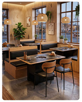 Ensemble de banquettes de restaurant rembourrées en bois, canapé imperméable et table de hot pot en marbre pour restaurant commercial