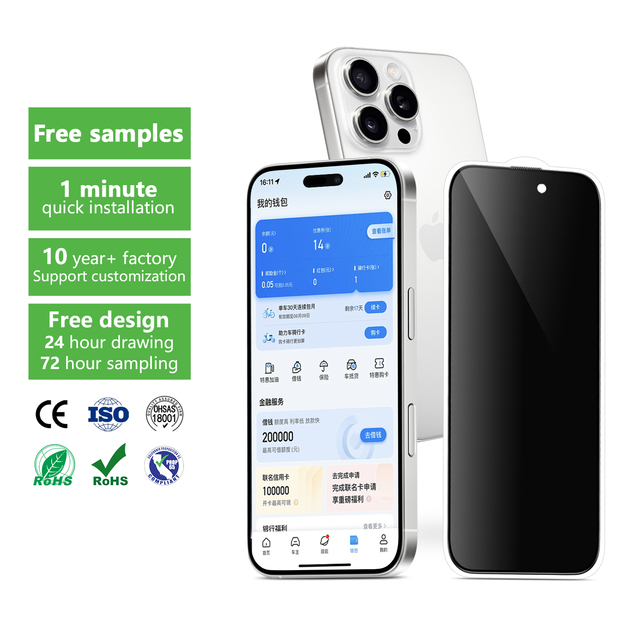 Hot Sale Factory Custom Anti-Static Anti-Spy Privacy Screen Protector for iPhone 14 13 12 11 Plus 16 Pro Max Glass Film